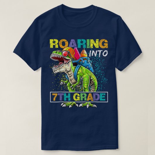 7年生の恐竜に轟音TレックスバックScho Tシャツ (デザイン正面)