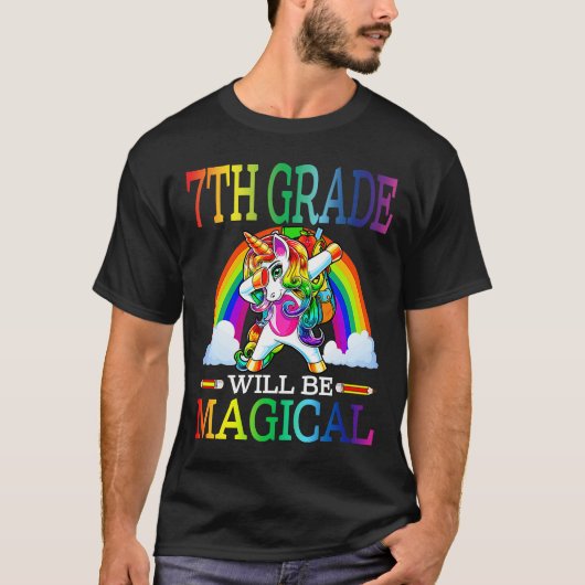 7年生は魔法のユニコーン新学期 Tシャツ (正面)