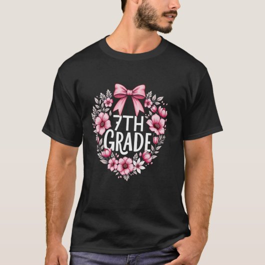 7年生コケットピンクボウ女性先生アヴェア Tシャツ (正面)