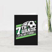 7年生サッカーのサッカー初日新学期 カード (正面)