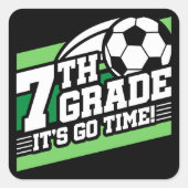 7年生サッカーのサッカー初日新学期 スクエアシール (正面)