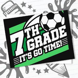 7年生サッカーのサッカー初日新学期 ポストカード