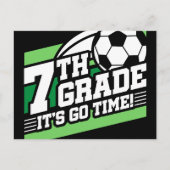 7年生サッカーのサッカー初日新学期 ポストカード (正面)