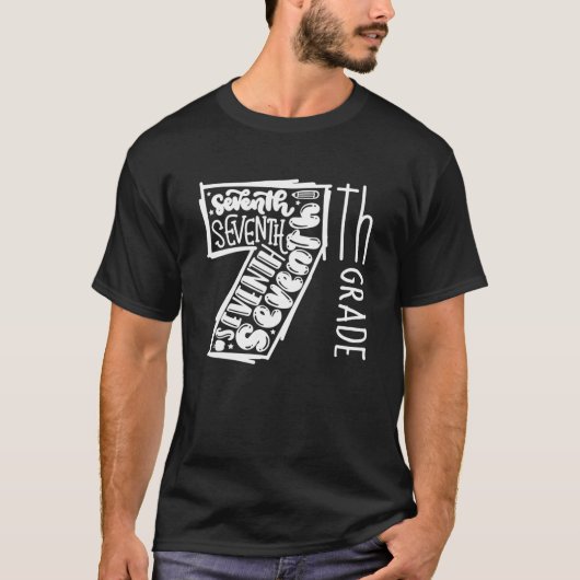 7年生タイポグラフィチーム7年生おもしろい戻り Tシャツ (正面)