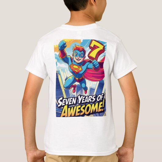 7年素晴らし!-漫画スタイル第9誕生日 Tシャツ (裏面)