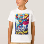 7年素晴らし!-漫画スタイル第9誕生日 Tシャツ<br><div class="desc">7つ祝に回るはっきりしたと、ポップと個性を兼ね備えた漫画本フォントを目玉に持つ「7年素晴らし!」のTシャツでアクション満載のスタイル。胸部に最大の影響を与えるために完璧に配置されたこのおもしろいデザインは、スーパーヒーローのファン、漫画愛好家、または彼らの素晴らし9歳の誕生日マイルストーンを打つ子供に最適である。柔らかく通気性の高い生地で作られ、心地よいと耐久性のために設計され素晴らし、パーティーや学校の日遊、またはカジュアル学用の。プライドで子どもの衣服に年齢を与えなさい。セブンは単なる数ではなく、超大国だからだ！</div>