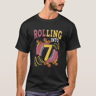 7年転が間のローラースケートに子供たち Tシャツ