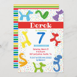 7年間の動物の風船の招待 招待状