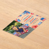 7恋しく思月1日の誕生日のリトル・インディペンデント4日 アクリル招待状 (レイダウン)