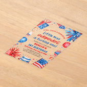 7恋しく思月1日の誕生日のリトル・インディペンデント4日 アクリル招待状 (レイダウン)