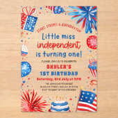 7恋しく思月1日の誕生日のリトル・インディペンデント4日 アクリル招待状 (正面)