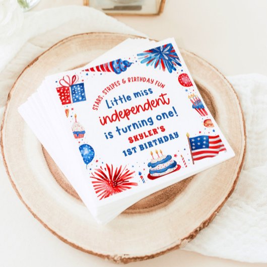 7恋しく思月1日の誕生日のリトル・インディペンデント4日 スタンダードカクテルナプキン