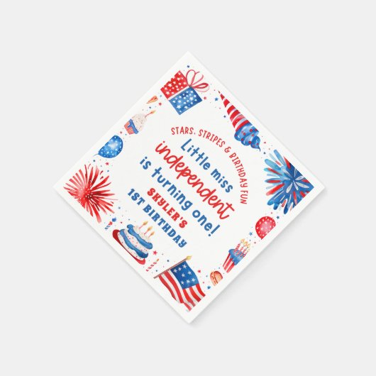 7恋しく思月1日の誕生日のリトル・インディペンデント4日 スタンダードカクテルナプキン (角)