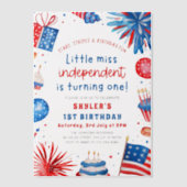 7恋しく思月1日の誕生日のリトル・インディペンデント4日 ベラム紙招待状 (正面)