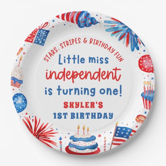 7恋しく思月1日の誕生日のリトル・インディペンデント4日 ペーパープレート (正面)