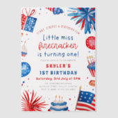 7恋しく思月1日の誕生日のリトル・フィレクラッカー4 ベラム紙招待状 (正面)