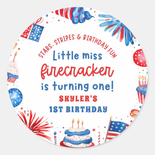 7恋しく思月1日の誕生日のリトル・フィレクラッカー4 ラウンドシール (正面)