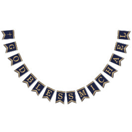 7手紙ブルー金ゴールド神がバプテスコミューンを祝福 バンティングフラッグ