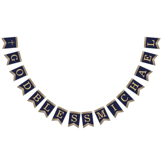 7手紙ブルー金ゴールド神がバプテスコミューンを祝福 バンティングフラッグ (全)