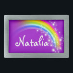 7文字の虹紫の楕円ベルトバックル 長方形ベルトバックル<br><div class="desc">名前付きレインボーベルトバック読ル、現在、Natalia、または長い名前を選択してカスタマイズできます（最大7文字）。 デザインインスパイアは、オーストラリアのビクトリアにある美しい虹の中から。サラ・トレットが専用にデザインしたアイテム。</div>