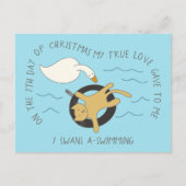 7日目の猫のクリスマス7スワンとスイミングクリスマス ポストカード (正面)