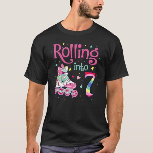 7日目転がから7誕生日女子ローラースケート Tシャツ (正面)