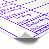 7日間ブルーファブリックフォント週間プランナー印刷可能 ポスター (角)