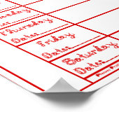 7日間レッドファブリックフォント週間プランナープリントポスター ポスター (角)