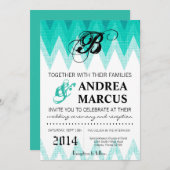 7時間365日のシェフグラデーションロンティール(緑がかった色)結婚式招待状 招待状 (正面/裏面)