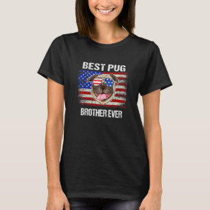 7最高の月のPug Brother Ever American国旗 Tシャツ
