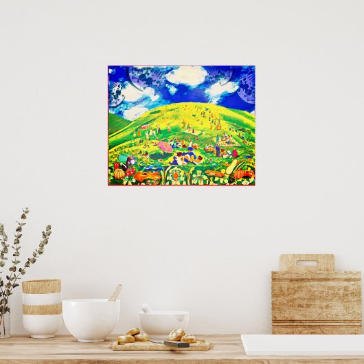 7月うぶな人フォークアートサマーお祝いポスター ポスター (キッチン)