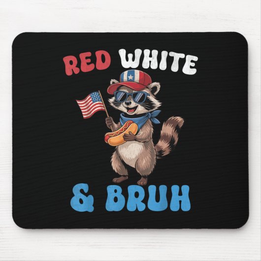 7月おもしろいのアメリカ国旗Whit マウスパッド (正面)