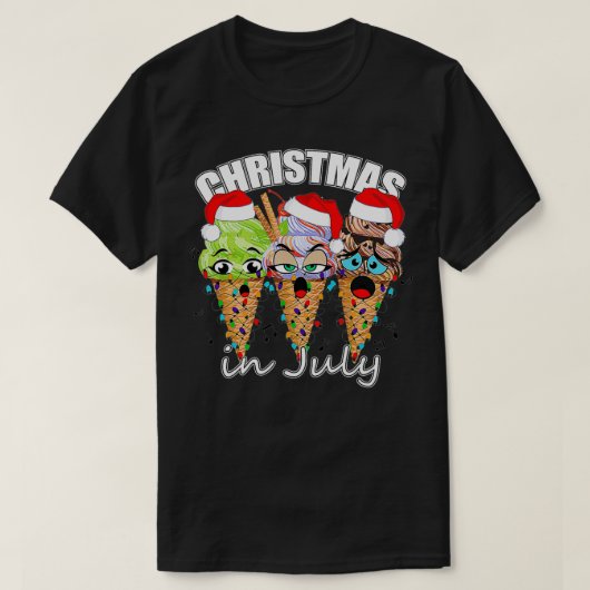 7月おもしろいのクリスマスサマーアイスクリーム Tシャツ (デザイン正面)