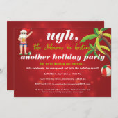 7月おもしろいのクリスマスサンタビールビーチパーティー 招待状 (正面/裏面)