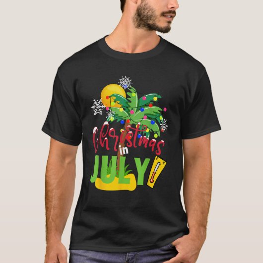 7月おもしろいのクリスマスティーサマービーチ休暇 Tシャツ (正面)