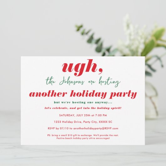 7月おもしろいのクリスマステーマのホリデーパーティー 招待状 (スタンド正面)