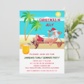 7月おもしろいのクリスマス夏またはビーチパーティー 招待状 (スタンド正面)