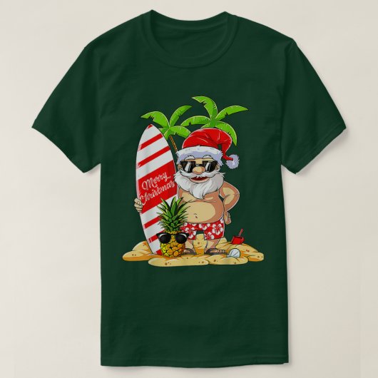 7月おもしろいのクリスマス夏サンタXm Tシャツ (デザイン正面)