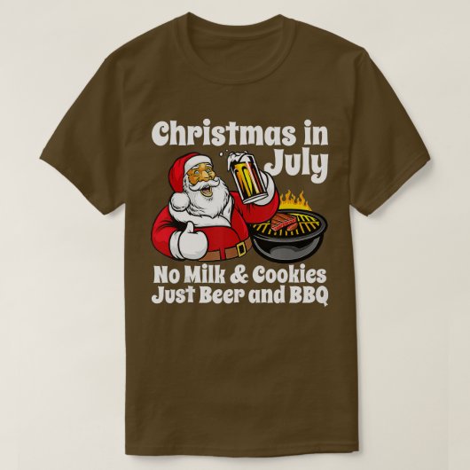 7月おもしろいのクリスマスNo Cookie Just Beer and B Tシャツ (デザイン正面)