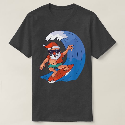 7月おもしろいのクリスマスSantaビーチハットサングラス Tシャツ (デザイン正面)
