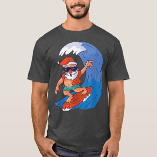 7月おもしろいのクリスマスSantaビーチハットサングラス Tシャツ