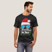 7月おもしろいのクリスマスSanta Hat Sunglasses Tシャツ (正面フル)