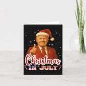7月おもしろいのサマーホリデーのトランプサンタクリスマス カード (正面)