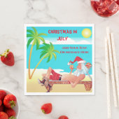 7月おもしろいのサンタクロースのクリスマス夏のパーティー スタンダードランチョンナプキン (インサイチュ)
