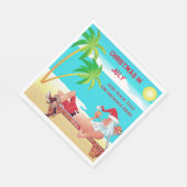 7月おもしろいのサンタクロースのクリスマス夏のパーティー スタンダードランチョンナプキン (角)