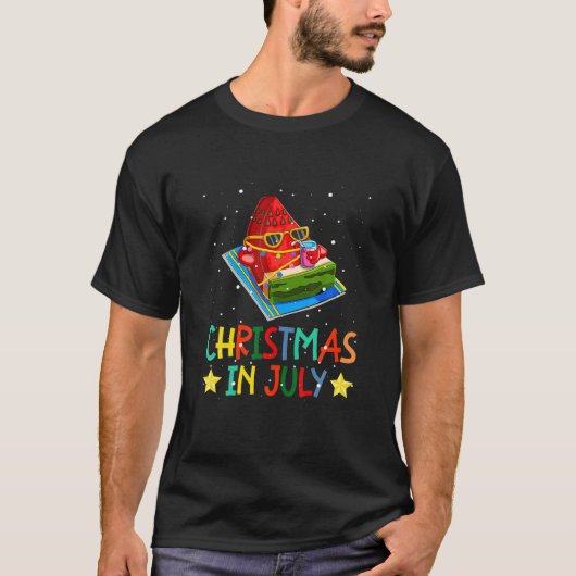 7月おもしろいのスイカのクリスマス Tシャツ (正面)