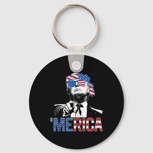7月おもしろいのトランプ4日、メリカ米国旗Sungl キーホルダー (正面)