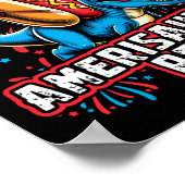 7月おもしろいのホットドッグTレックス恐竜4thアメリザウル ポスター (角)