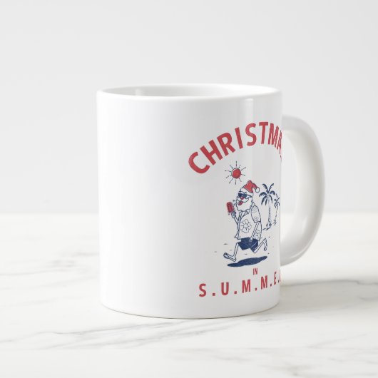 7月おもしろいの夏のクリスマスにサンタ ジャンボコーヒーマグカップ (正面右)