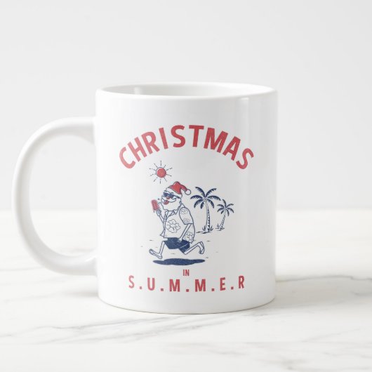 7月おもしろいの夏のクリスマスにサンタ ジャンボコーヒーマグカップ (左)